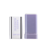 Naked Sundays Clear Glow Sun Stick para rostro y cuerpo, protección SPF 50 sin residuo blanco.