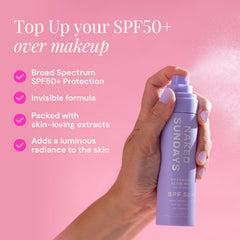 Naked Sundays SPF 50 mist spray-on action over makeup