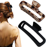 Nalodu 5-inch square black matte clip secures thick hair comfortably.