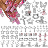 Namifin stars charm adds celestial sparkle to acrylic nails.