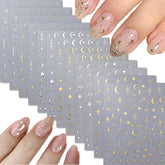 Namrec 12-sheets moon star nail stickers for stylish nail art decor