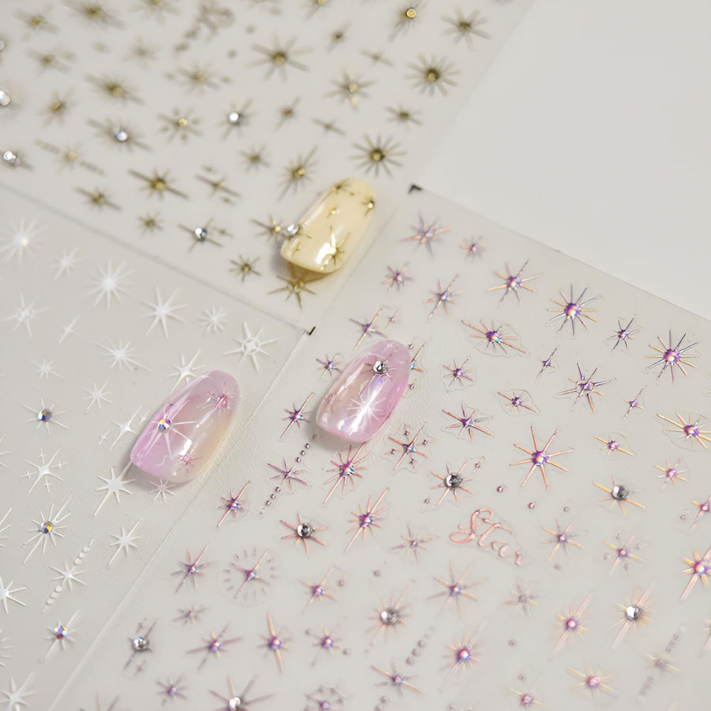 Namrec pegatinas estrella 3 hojas 5D: diseño elegante para uñas.