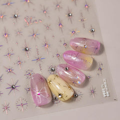 Namrec pegatinas estrella blanco brillo 3 hojas: brillo sutil para uñas.