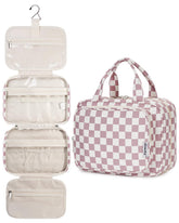 Narwey hanging toiletry bag compartments keep cosmetics organized on the go.