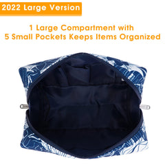 Narwey large blue lotus makeup bag durable zipper edge for secure closure