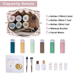 Narwey makeup bag organizer with compartments prevents spills and helps packing efficiency.