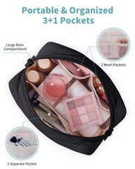 Narwey quilted makeup bag interior pockets organized for brushes and minis.