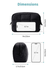 Narwey quilted makeup bag water-resistant nylon fabric protects contents.
