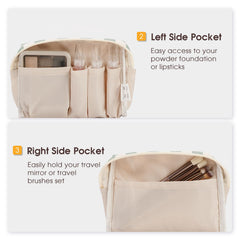 Narwey makeup bag zipper detail ensures smooth opening while protecting contents.