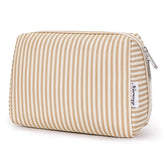 Narwey striped makeup bag front view showing portable design for travel