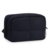Narwey travel makeup bag black front view, compact design for easy packing