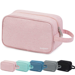 Narwey Travel Toiletry Bag pink front view, compact storage for daily essentials.