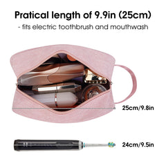 Narwey Travel Toiletry Bag pink main compartment open for quick access to toiletries.
