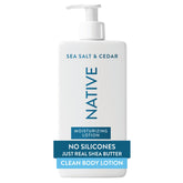 Loción corporal Native con dispensador para hidratación suave diaria.