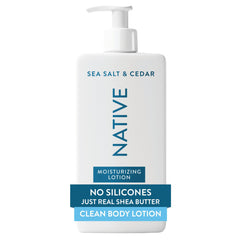 Loción corporal Native con dispensador para hidratación suave diaria.