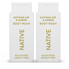 Native Body Wash Autumn Air and Amber bottle highlighting a gentle, skin-friendly cleanse