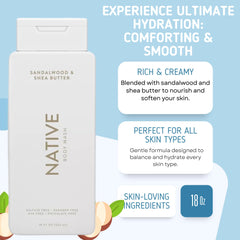 Native Body Wash bottle pour action, showcasing easy lather and quick cleanse.