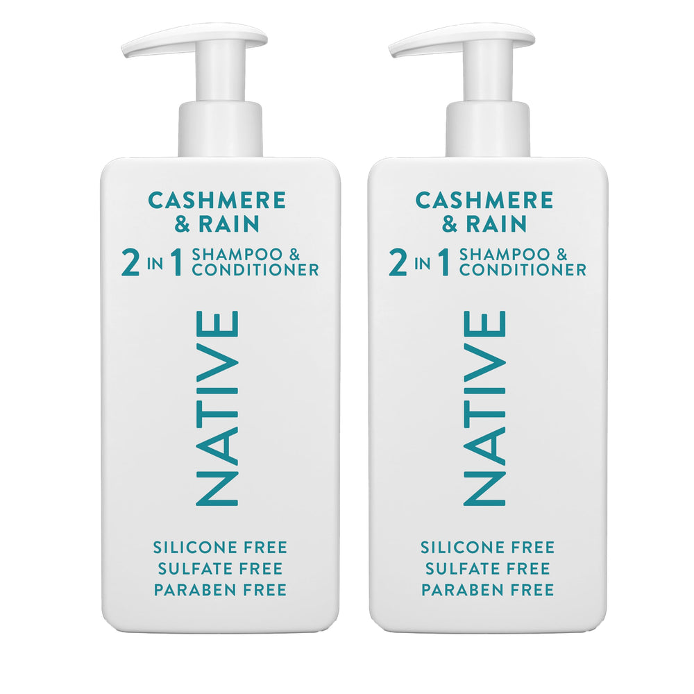 Native Cashmere and Rain 2N1 shampoo bottle for gentle cleansing on all hair types