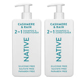 Native Cashmere and Rain 2N1 shampoo bottle for gentle cleansing on all hair types
