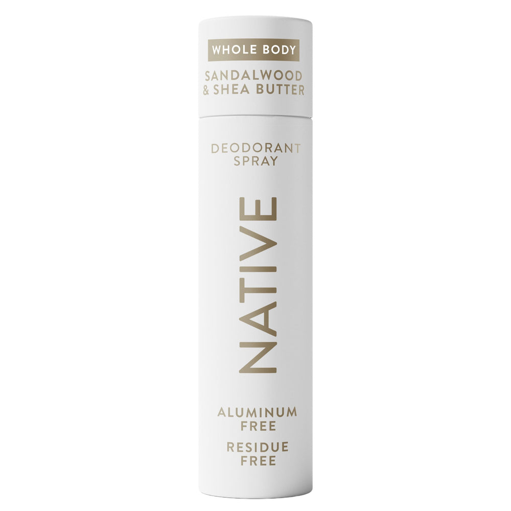 Native Desodorante corporal spray 99 ml con sándalo y manteca de karité.