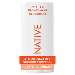 Native Desodorante: frasco citricos-almizcle-herbaceos, aroma fresco para jornadas largas.