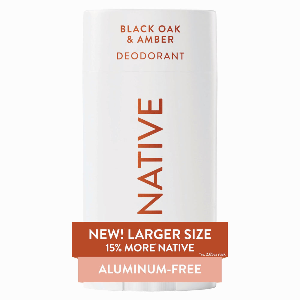 Desodorante Native libre de aluminio con fragancia Roble Negro y Ámbar, protección duradera para todo el día