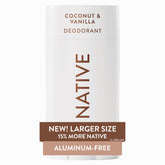 Desodorante Native libre de aluminio en barra Coco y vainilla para uso diario.
