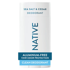Botella de Native Desodorante con fragancia Sal Marina y Cedro para uso diario.