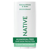 Desodorante Native sin aluminio frente al envase, protección de 72 horas.