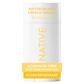 Desodorante Native sin aluminio Buttercream‑Vanilla en botella, protección duradera para uso diario.