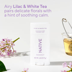 Textura suave de Native Lila y Té Blanco para uso diario.