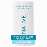 Native Ocean & Timber en barra, desodorante sin aluminio para uso diario.