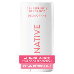 Native Desodorante sin aluminio, aroma cítrico de pomelo y bergamota en frasco para uso diario.