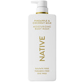 Native gel de ducha hidratante piña y coco en botella de 22 oz para piel suave.