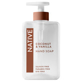 Native liquid hand soap bottle with coconut and vanilla scent for refreshing hand washing