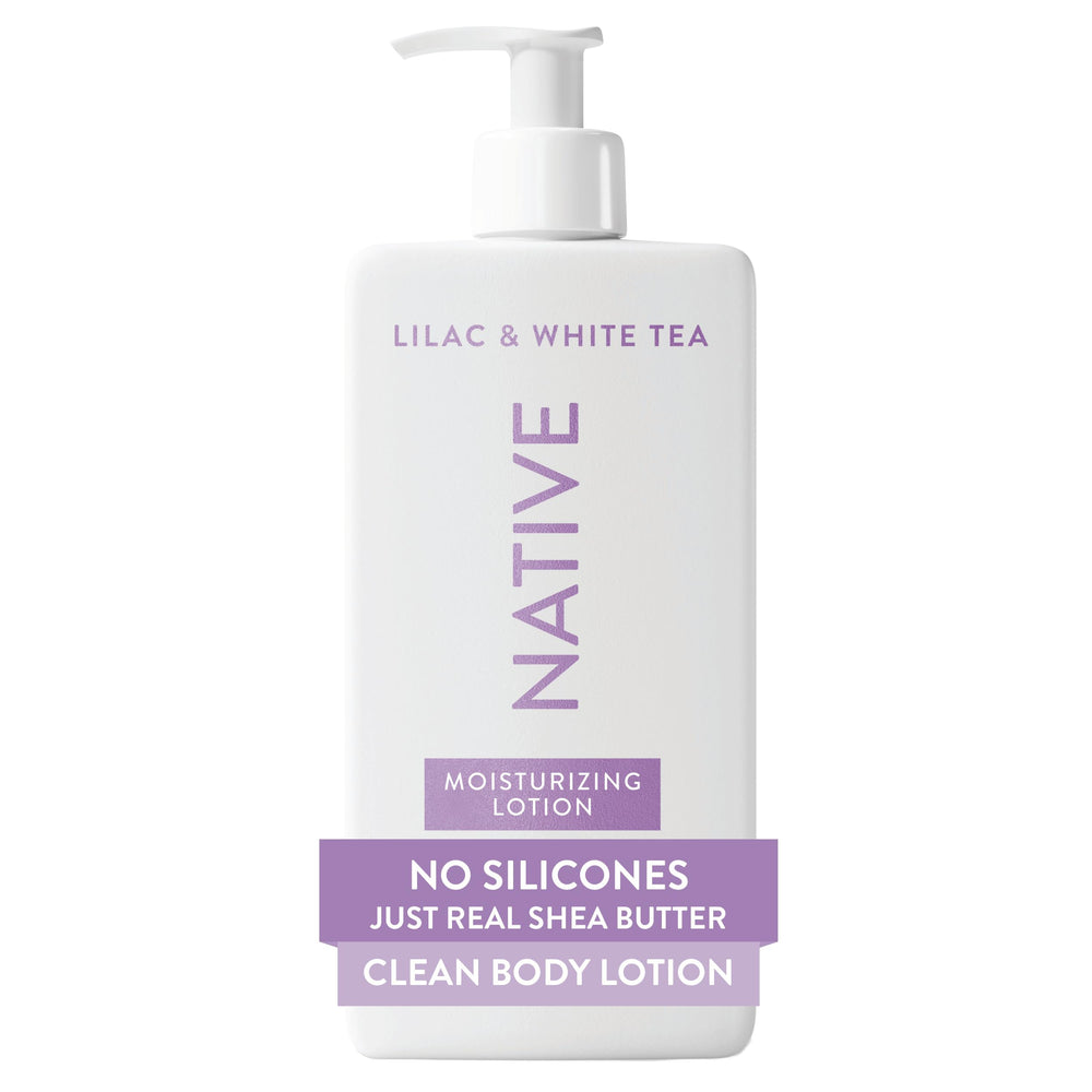 Native loción corporal: botella con aroma lila y té blanco para hidratación diaria