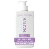 Native loción corporal: botella con aroma lila y té blanco para hidratación diaria