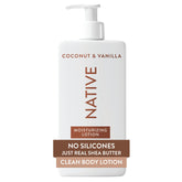 Loción corporal Native, dispensador-pompa para una aplicación limpia.