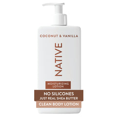 Loción corporal Native, dispensador-pompa para una aplicación limpia.