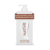 Native body wash bottle with cocoa butter and vanilla scent for daily hydration