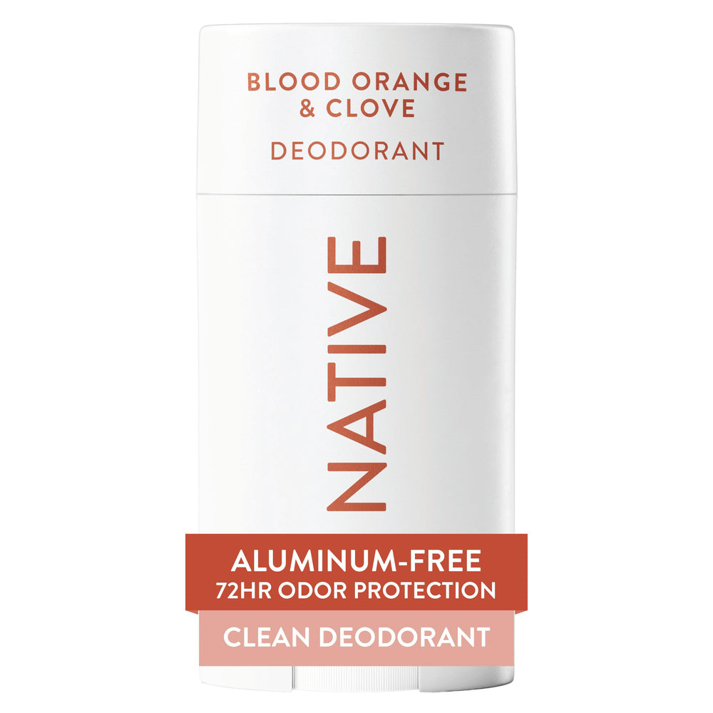 Native desodorante naranja sanguina clavo en frasco, fragancia fresca para uso diario.