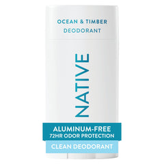 Native Ocean & Timber desodorante en barra para frescura duradera.