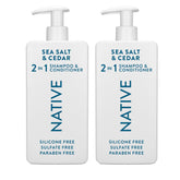 Native Sea Salt & Cedar 2-in-1 shampoo-conditioner bottle for simple one-step care.