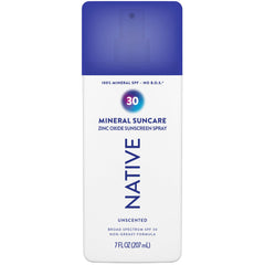 Native Sunscreen front view bottle with mineral SPF 30 for face and body.