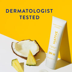 Native Sunscreen SPF 30 texture swirl shows smooth, non-greasy application.