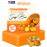 Natrulo Persimmon Goat Milk Soap packaging highlights natural ingredients for odor control