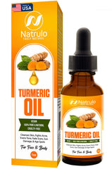 Natrulo Turmeric Repair Face Oil bottle pour suggests radiant, even-toned skin potential