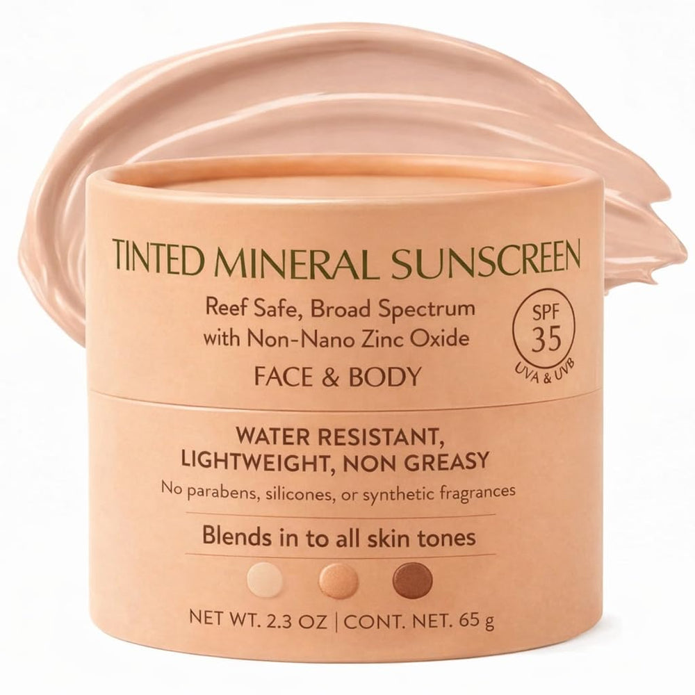 Natú Botanicals protector solar mineral tintado frente, protección UVA/UVB y tono natural.