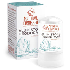 Natural Elephant alum stone deodorant stick 60g on a clean surface for natural odor protection.