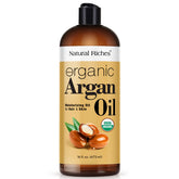Natural Riches argan oil bottle for hair nourishment and deep conditioning.